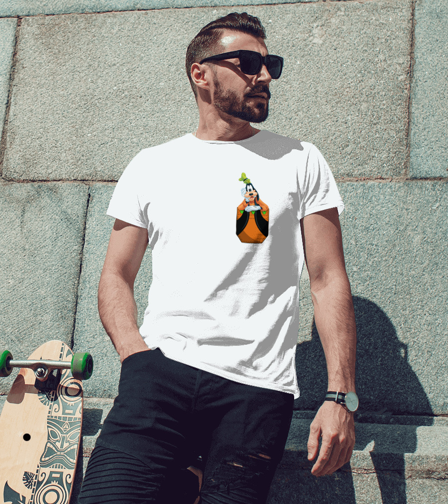 Goofy Disney Character In Pocket Style T-Shirt