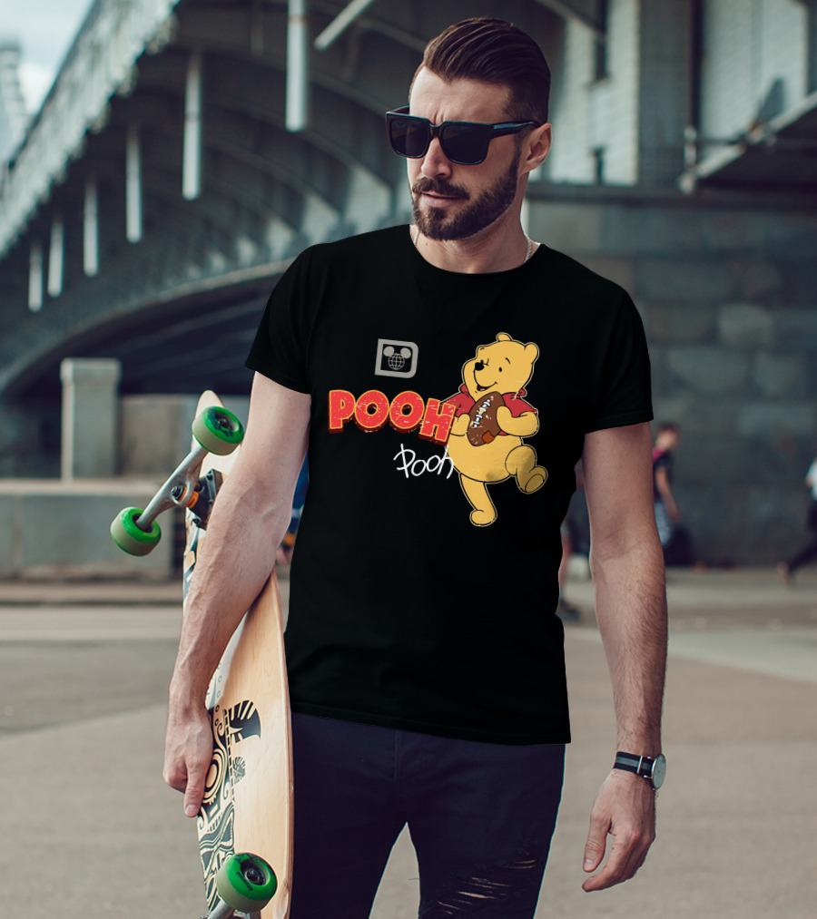 Pooh Football Holding Iconic Character With Vintage T-Shirt