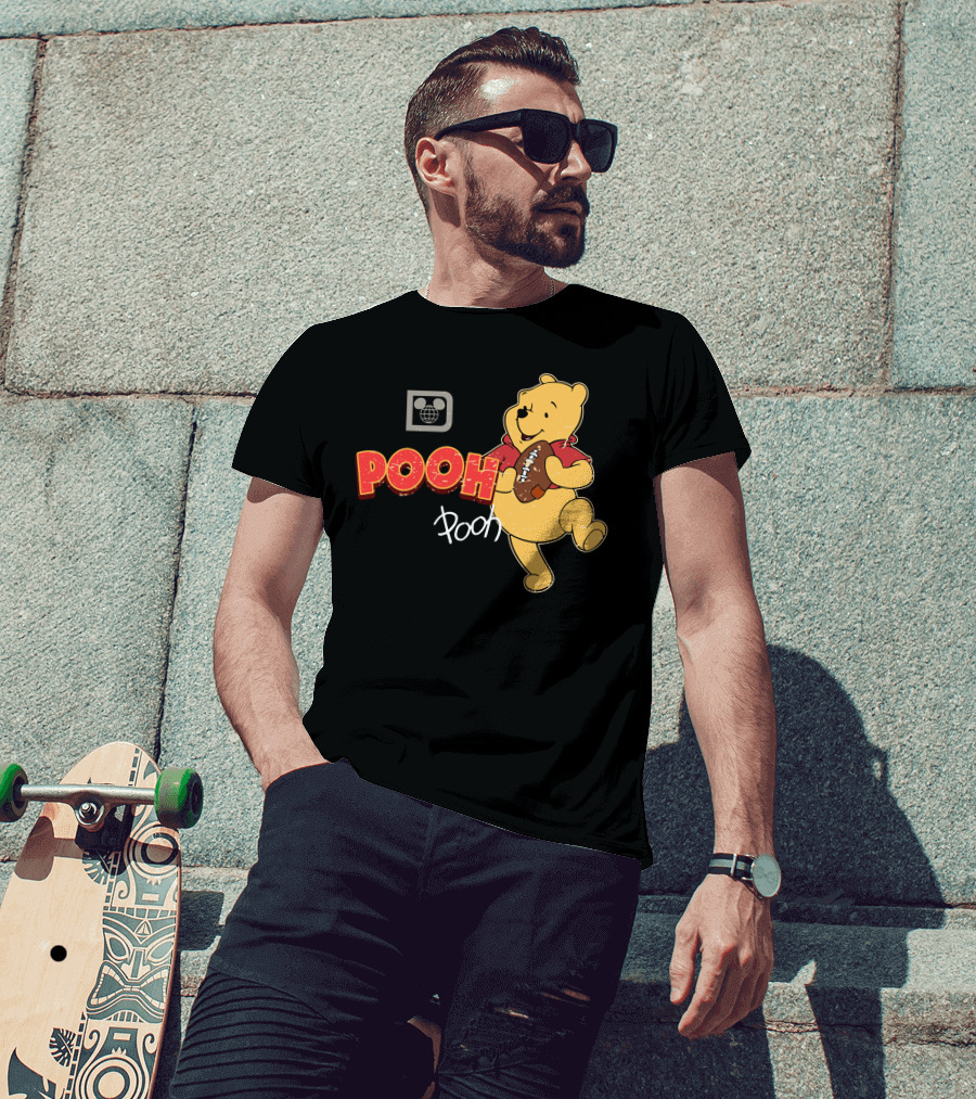 Pooh Football Holding Iconic Character With Vintage T-Shirt
