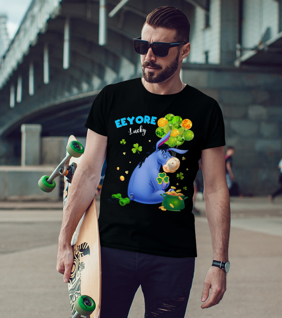 Eeyore Lucky Shamrock Coins Balloon Cluster T-Shirt