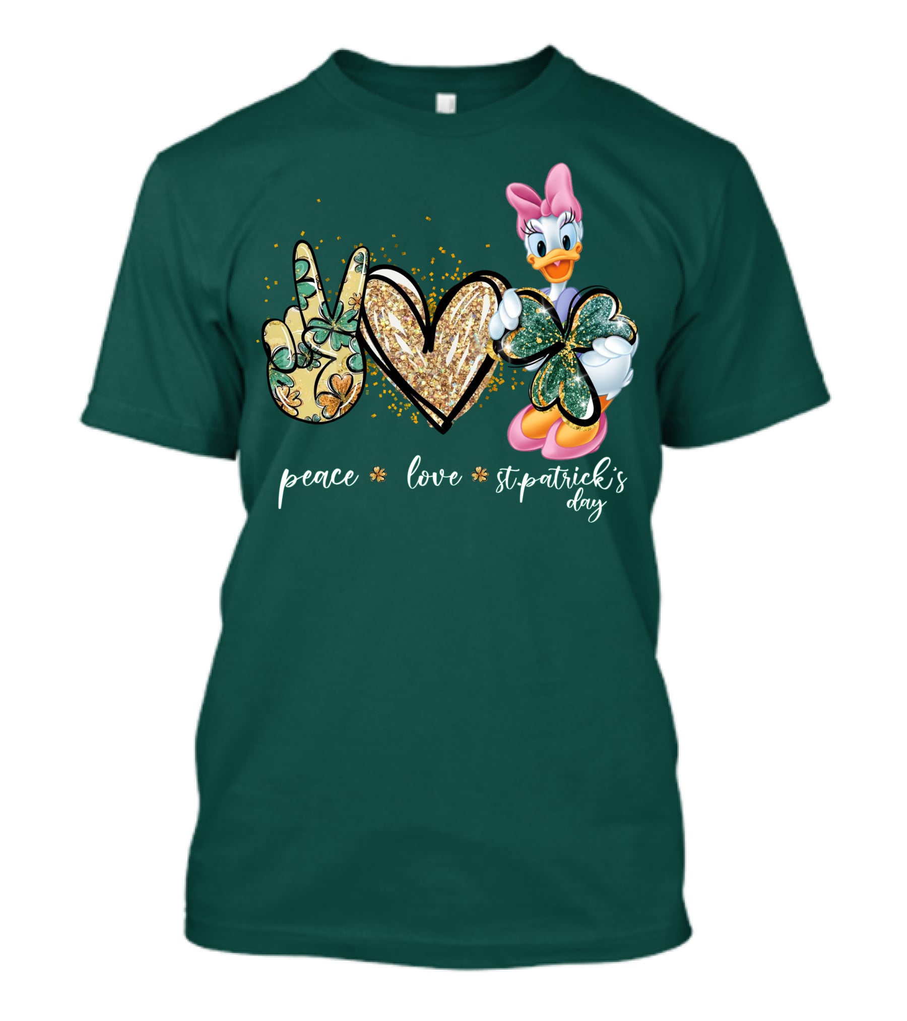 Peace Love St. Patrick's Day Daisy Duck Shamrock T-Shirt