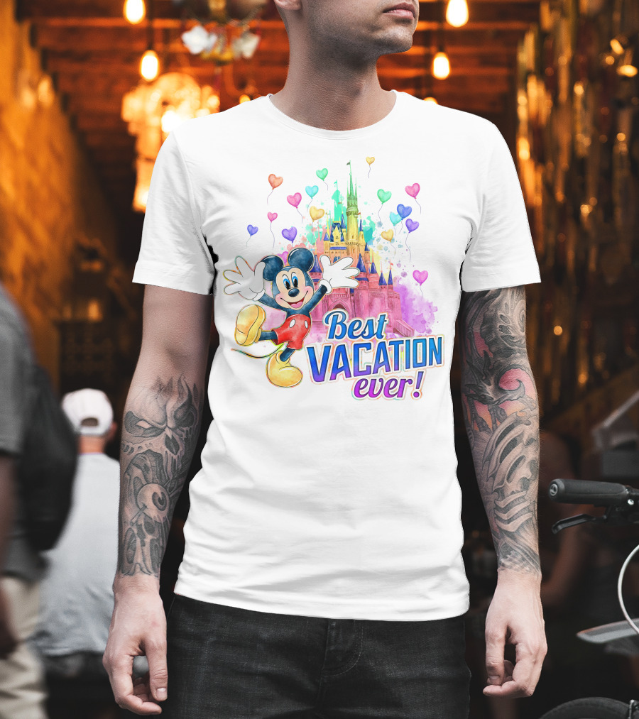 Mickey Best Vacation Ever Colorful Castle Balloons T-Shirt