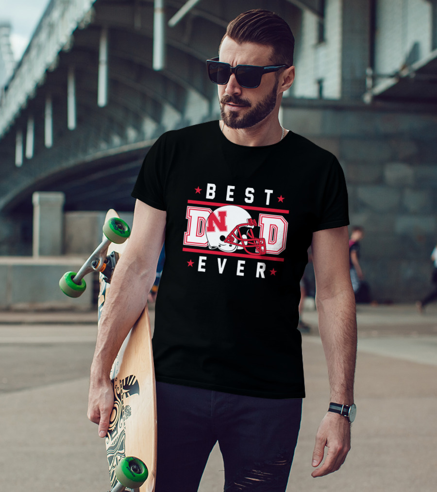 BEST DAD EVER Nebraska Cornhuskers Football Helmet T-Shirt