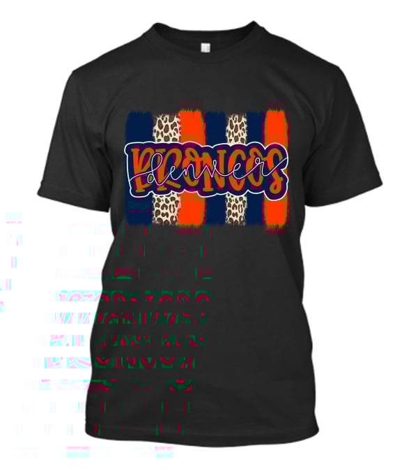 Denver Broncos Handlettered Leopard Stripes T-Shirt