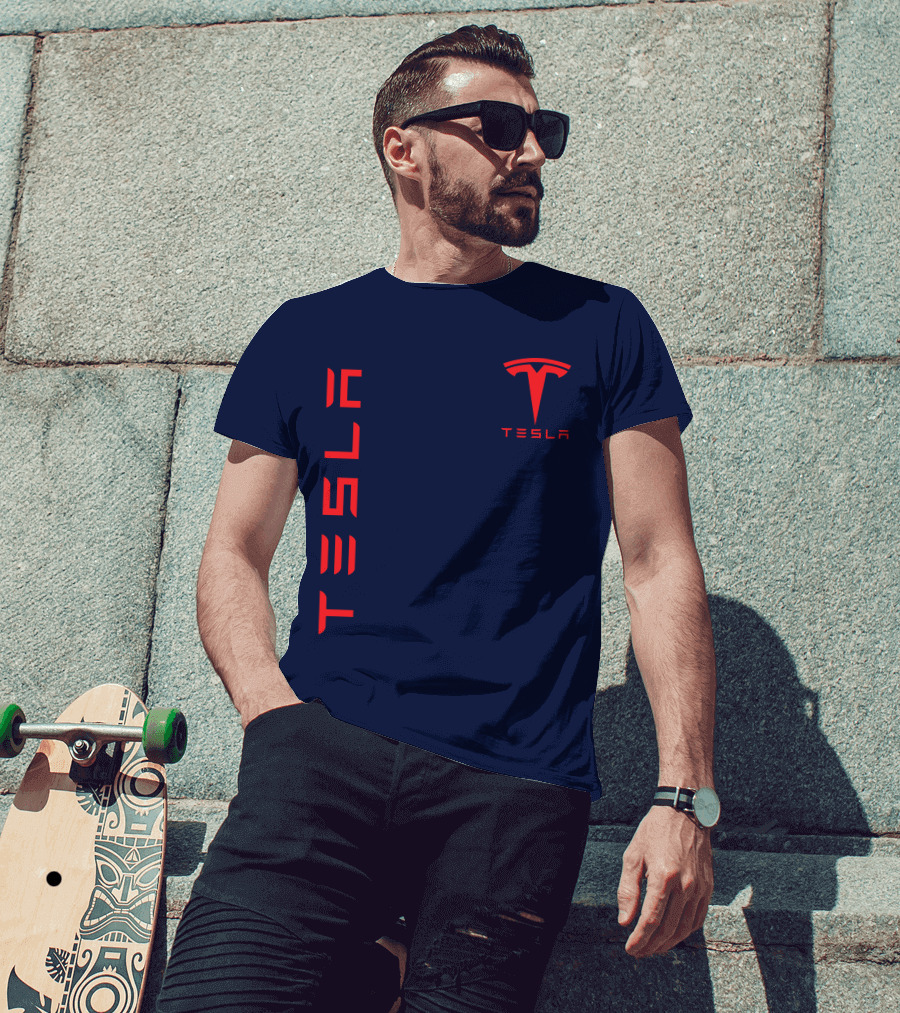 Tesla Logo And Stylized Lettering T-Shirt