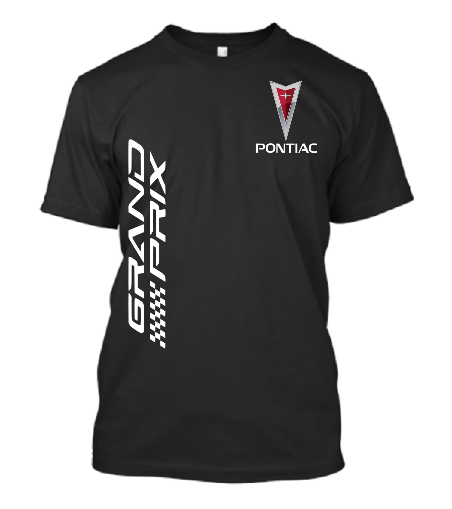 Pontiac Grand Prix Racing Logo Checkered Flag T-Shirt