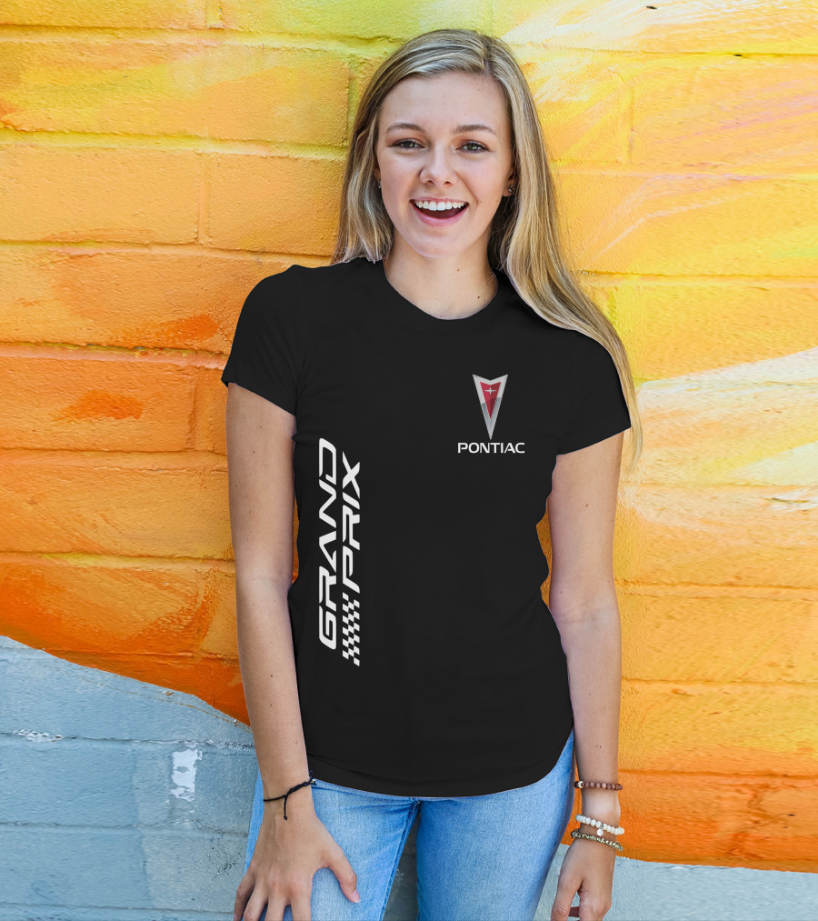 Pontiac Grand Prix Racing Logo Checkered Flag T-Shirt