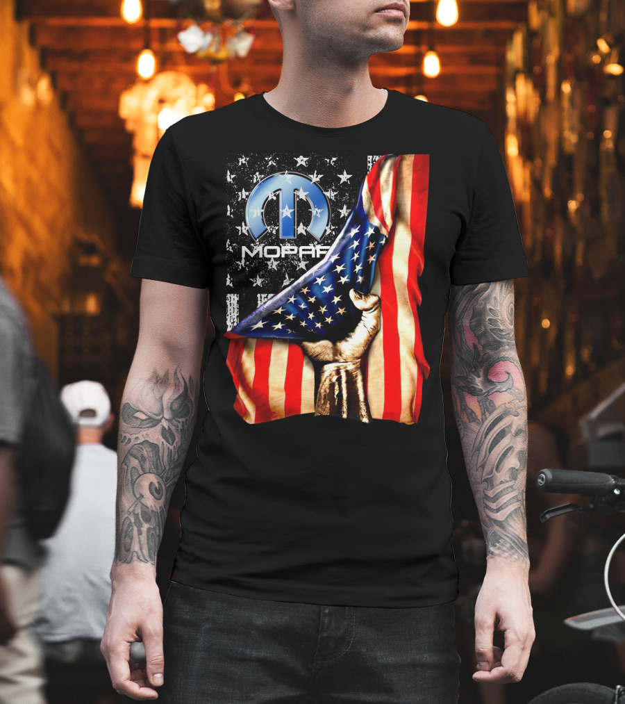 MOPAR American Flag Grunge Style With Fist And Stars T-Shirt