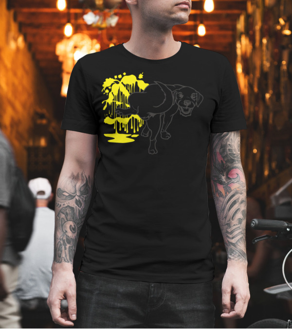 Make Your Mark Dog Graffiti Yellow Drip Art Pet T-Shirt Make Your Mark Dog Graffiti Yellow Drip Art Pet T-Shirt