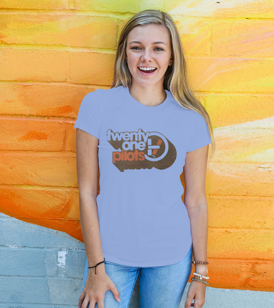 Twenty One Pilots Logo On Light Blue Background T-Shirt