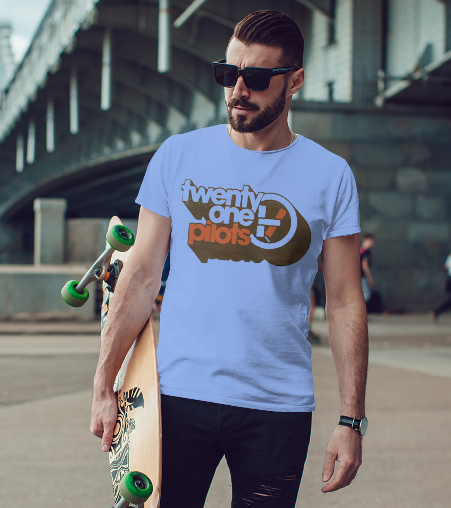 Twenty One Pilots Logo On Light Blue Background T-Shirt