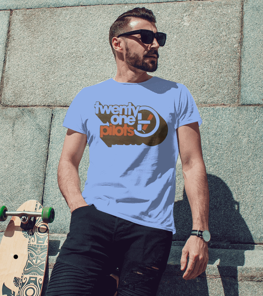 Twenty One Pilots Logo On Light Blue Background T-Shirt