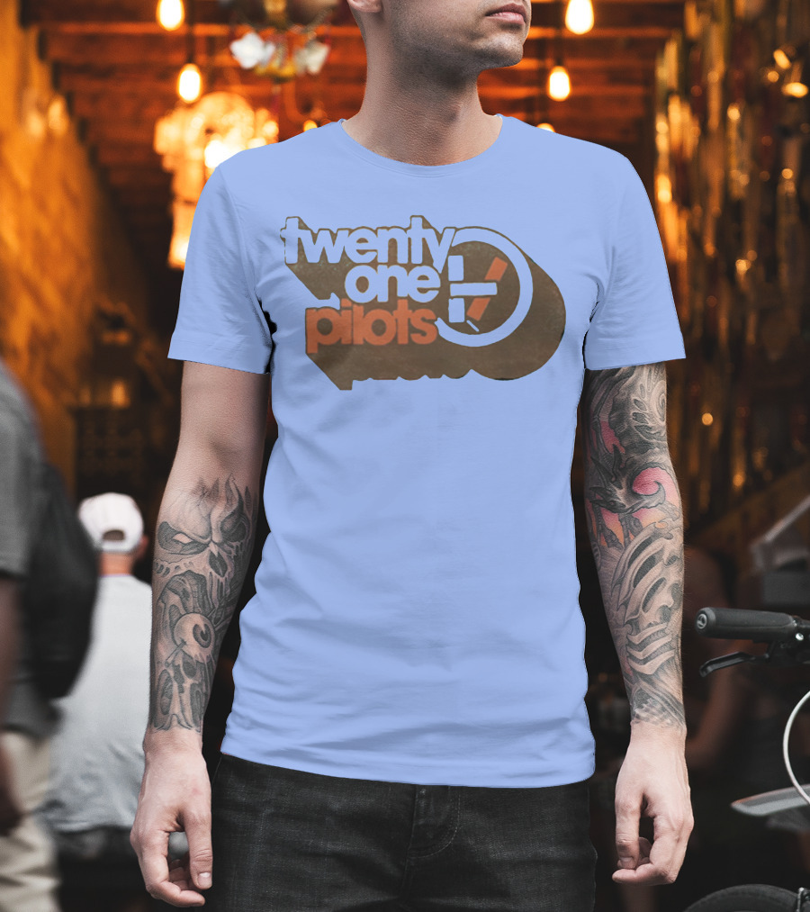 Twenty One Pilots Logo On Light Blue Background T-Shirt
