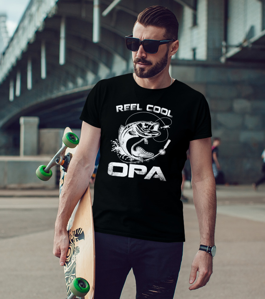 Reel Cool Opa Fishing With Fish And Rod T-Shirt