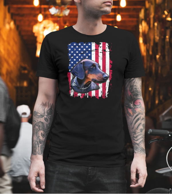 Doberman Pinscher American Flag 4th of July T-Shirt Doberman Pinscher American Flag 4th of July T-Shirt
