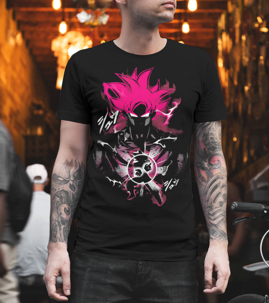 Attack of the Saiyan Pink Hair Power Energy Aura T-Shirt