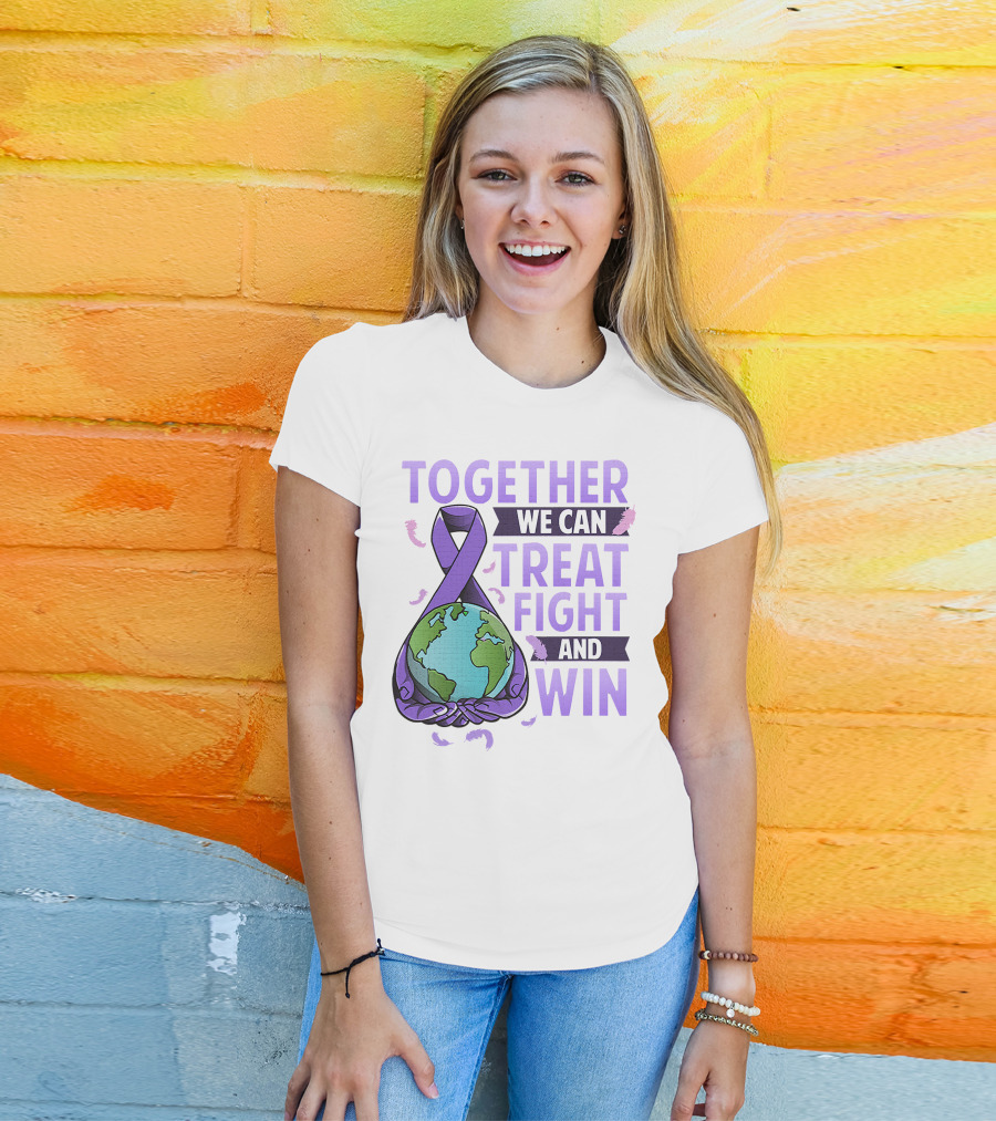 Together We Can Treat Fight And Win World Cancer Day Awareness Fight Against Cancer T-Shirt