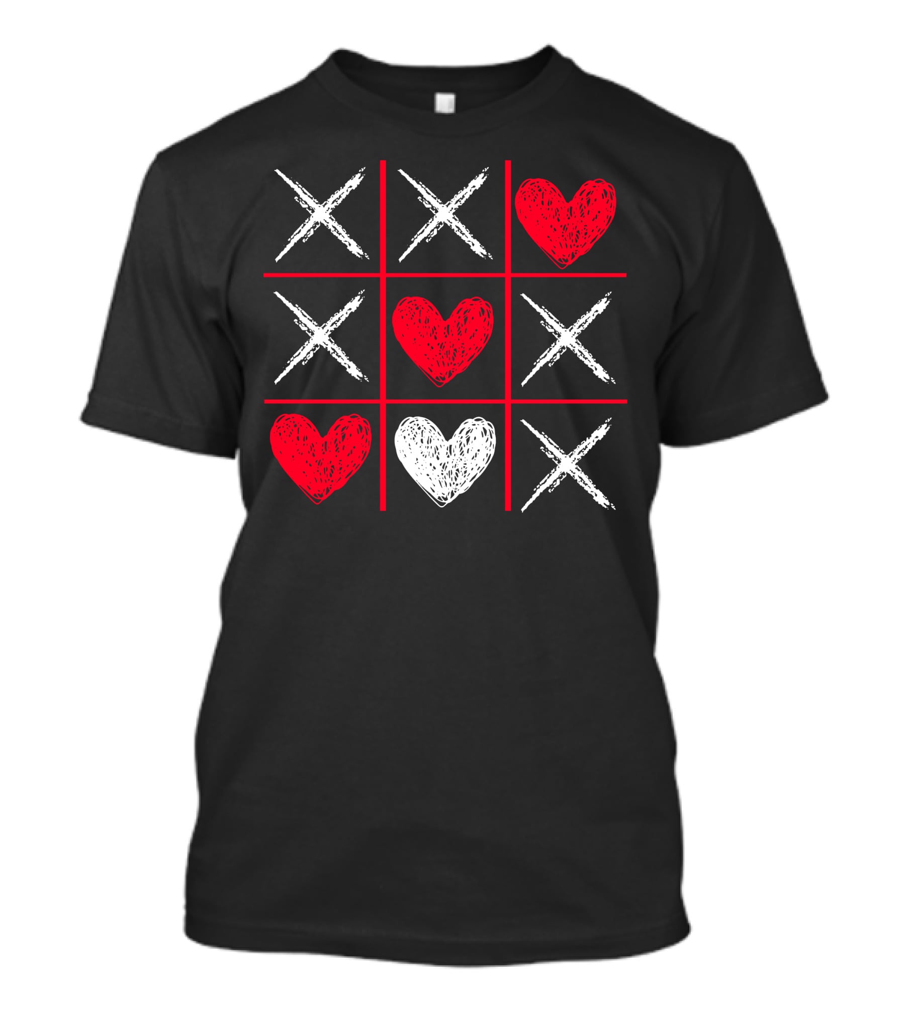 Valentines Day Tic-Tac-Toe XO XO Heart Pattern Funny Valentine Gifts T-Shirt