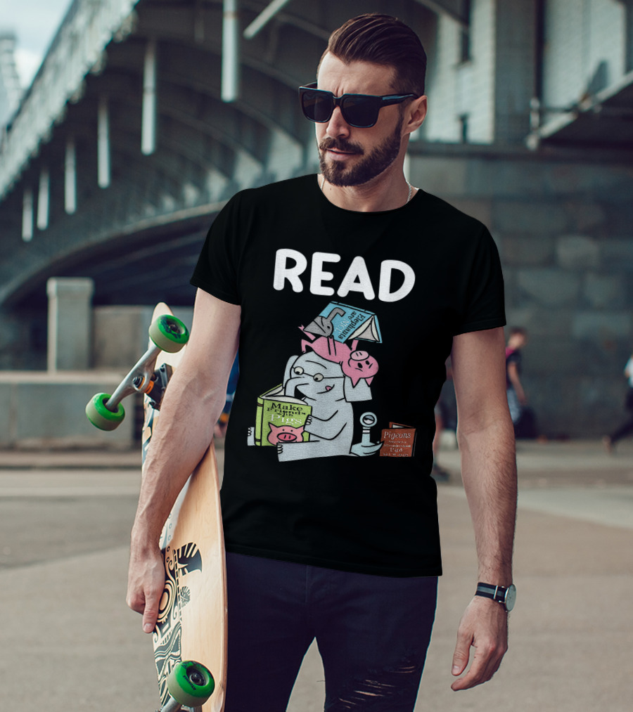 READ Make Friends Pigs Piggie Elephant Pigeons Trix Willems T-Shirt