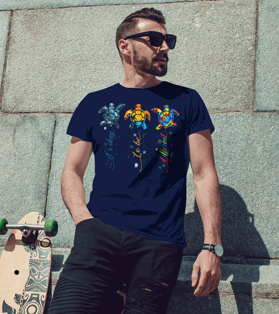 Autism Awareness It's Okay To Be Different Sea Turtle Planet T-Shirt