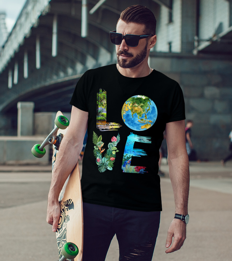 Love The Earth Kids Teacher Earth Day Everyday Environment Nature-Inspired Earth Elements T-Shirt