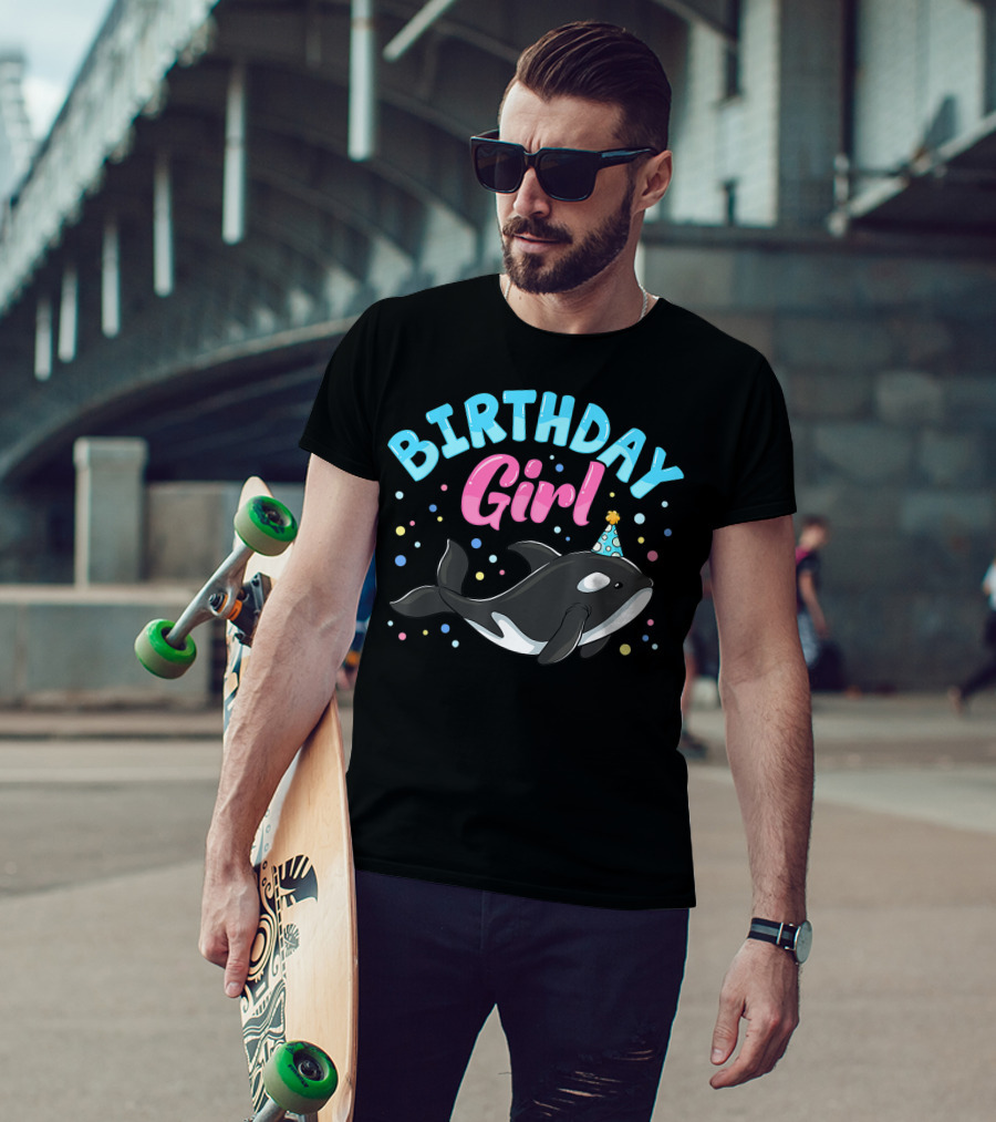 Birthday Girl Cute Orcas Killer Whale Party T-Shirt