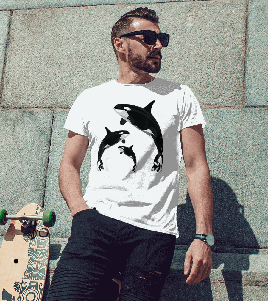 Killer Whale Jumping Orca Splash Trio T-Shirt