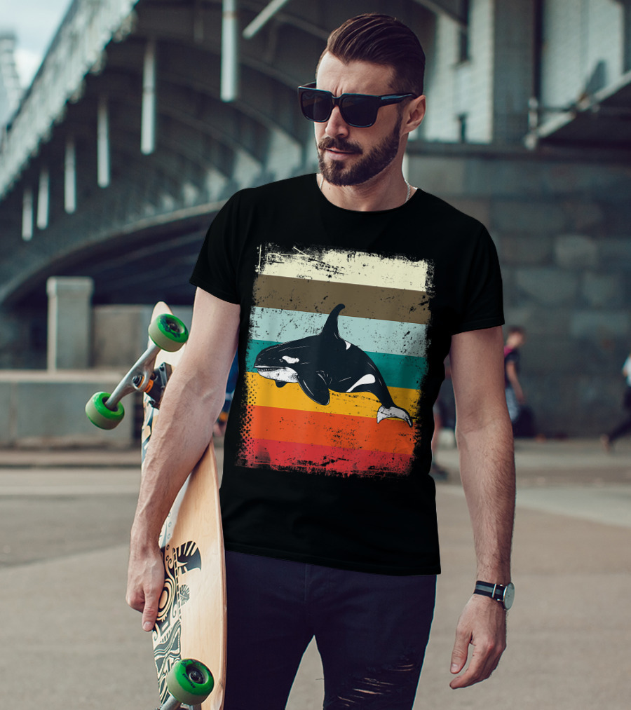 Retro Orca Vintage Stripes T-Shirt