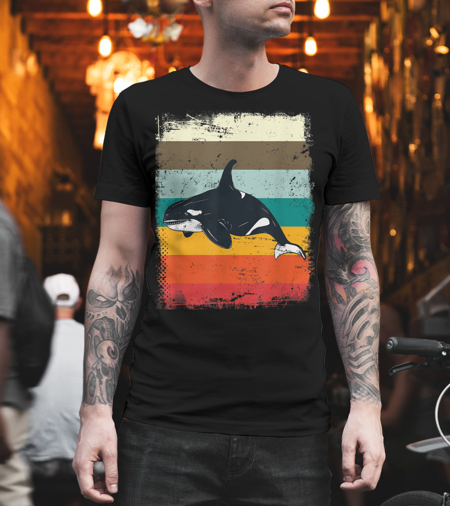 Retro Orca Vintage Stripes T-Shirt
