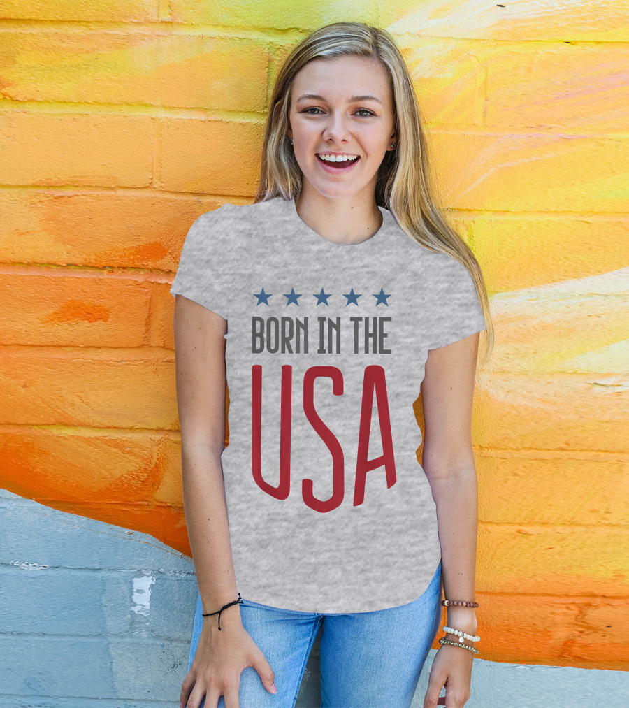 Born In The USA Patriotic Stars Banner T-Shirt