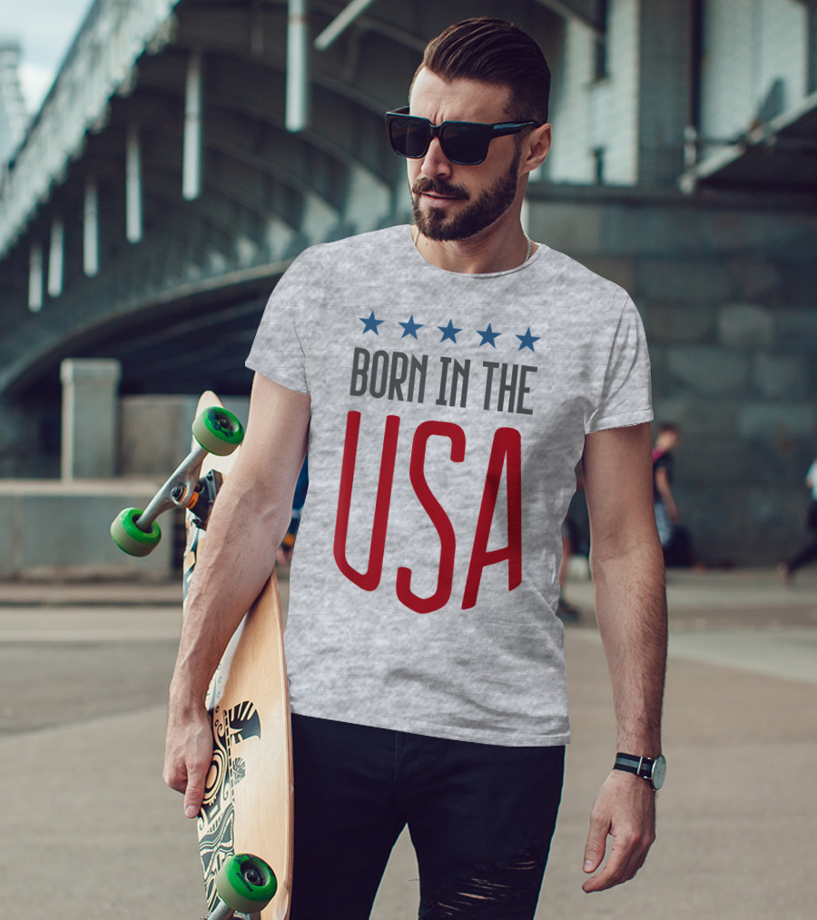 Born In The USA Patriotic Stars Banner T-Shirt