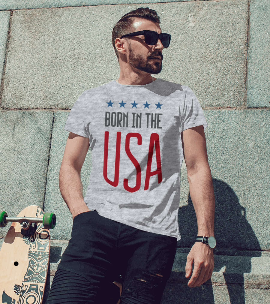Born In The USA Patriotic Stars Banner T-Shirt