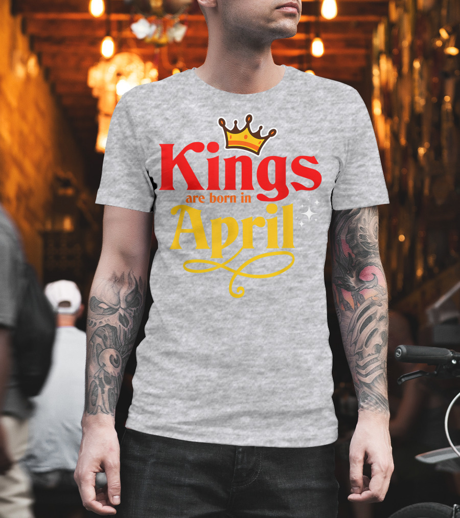 Kings Are Born in April Crown Sparkle T-Shirt