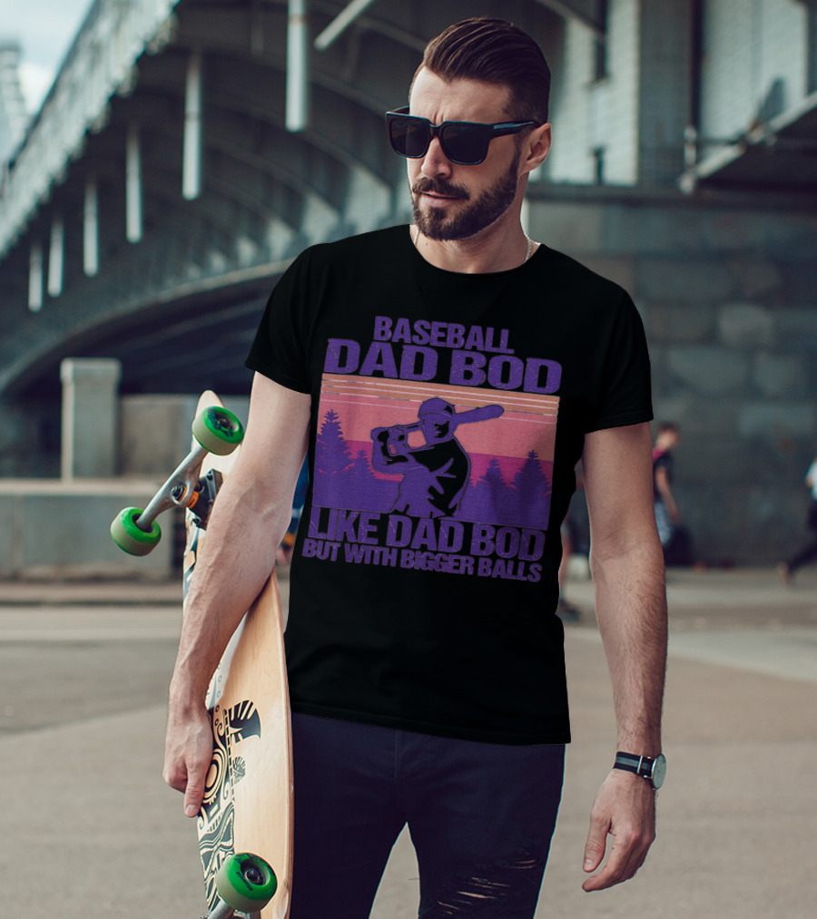 Baseball Dad Bod Like Dad Bod But With Bigger Balls Vintage Sunset Batter T-Shirt