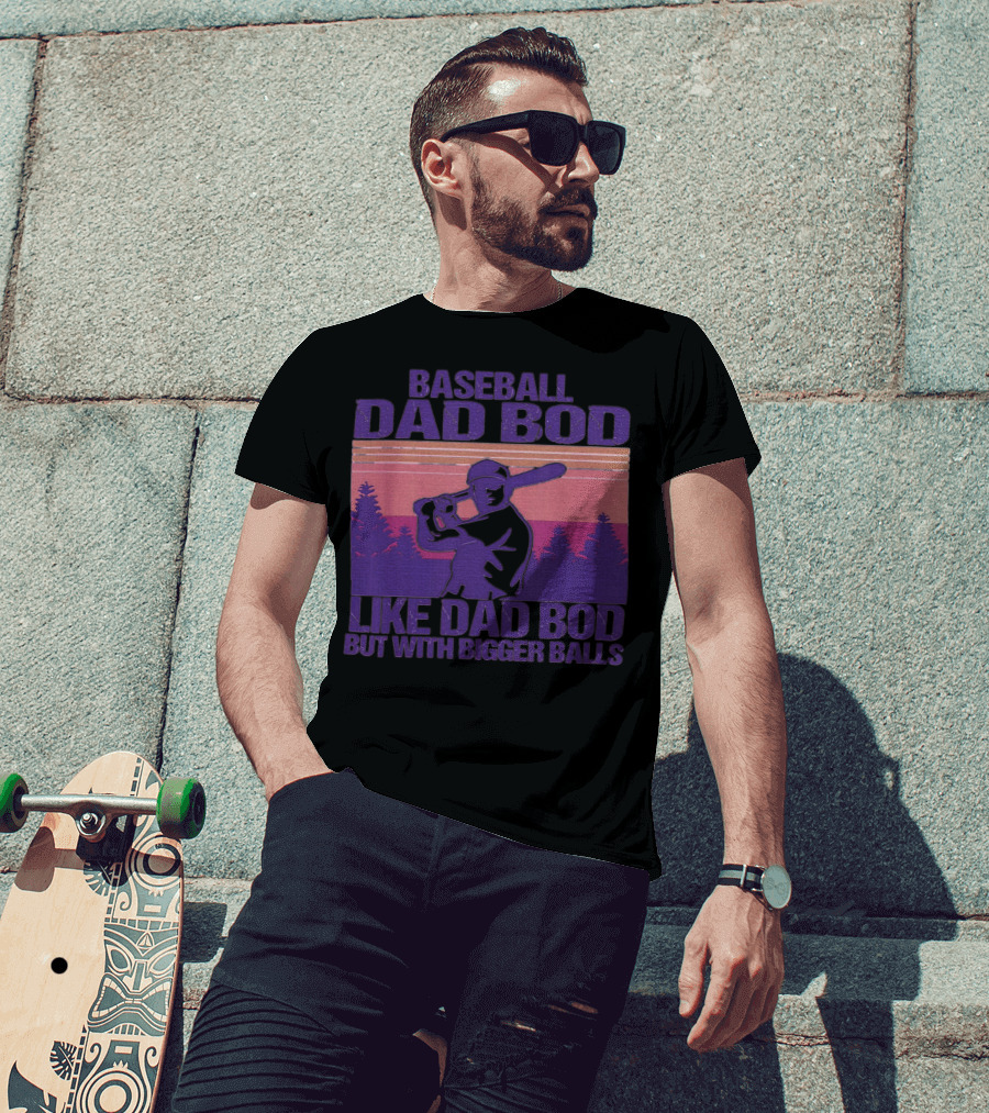 Baseball Dad Bod Like Dad Bod But With Bigger Balls Vintage Sunset Batter T-Shirt