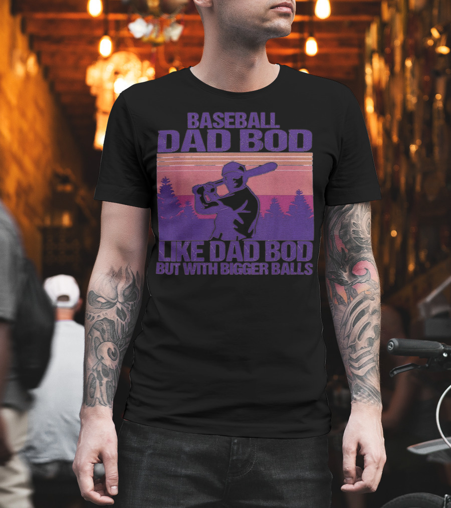Baseball Dad Bod Like Dad Bod But With Bigger Balls Vintage Sunset Batter T-Shirt