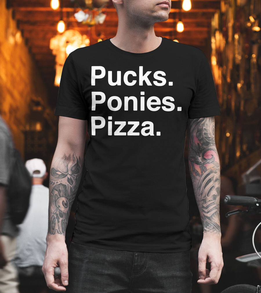 Elio Imbornone Pucks Ponies Pizza Fun T-Shirt