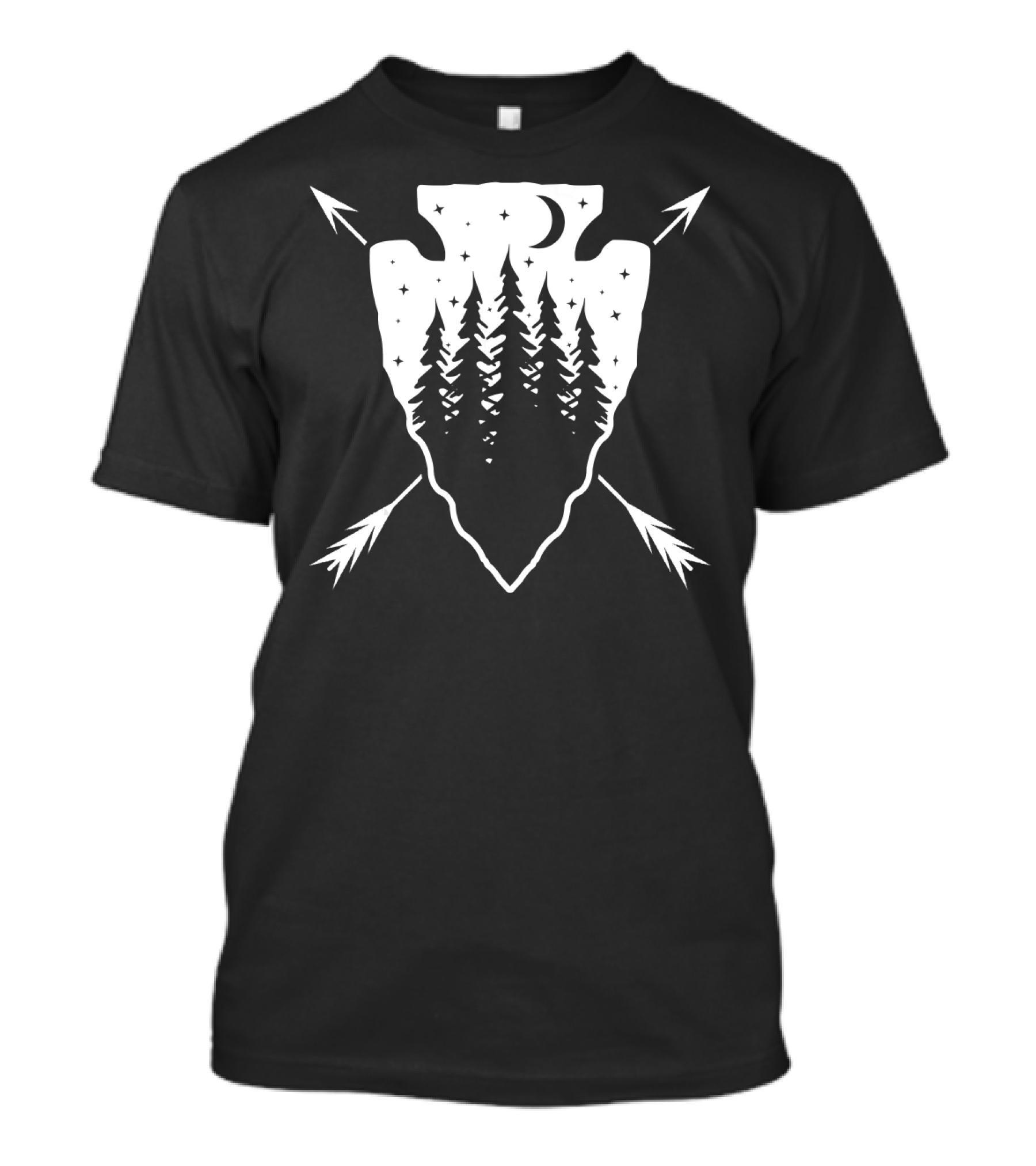 Arrowhead Forest Under Starry Night With Moon And Crossed Arrows T-Shirt