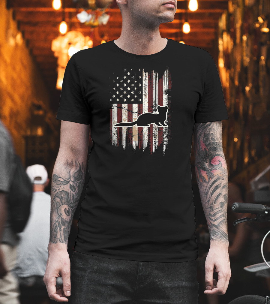 Ferrets Lover Patriotic American Flag Ferret July T-Shirt