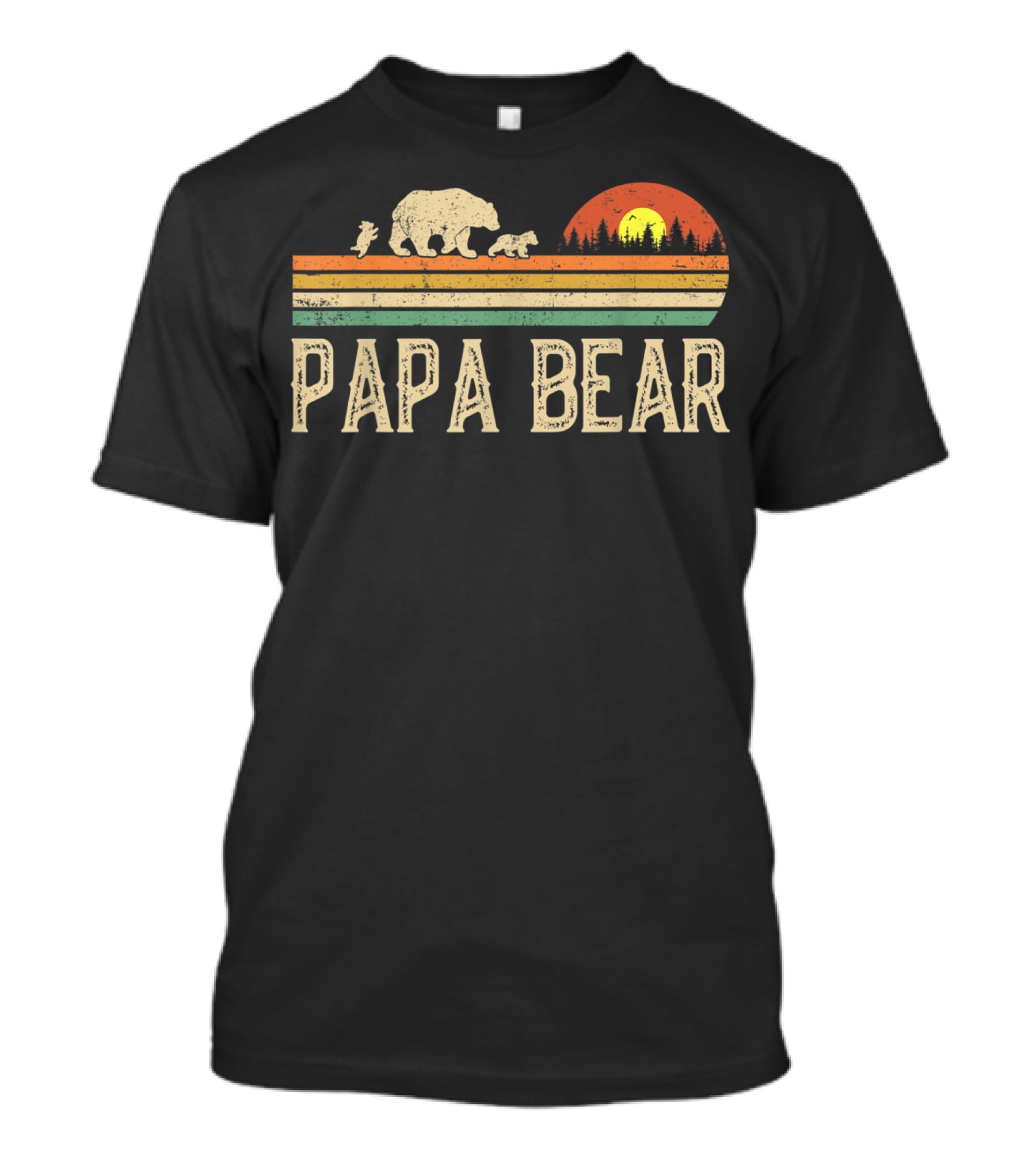 Papa Bear Vintage Sunset Bear Family Wildling Dad T-Shirt