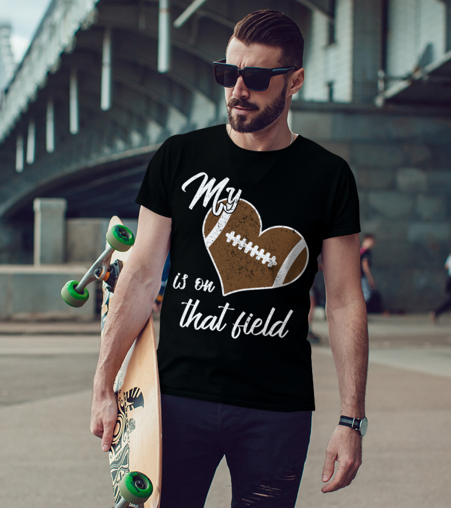 My Heart Is On That Field Football Grandparent T-Shirt