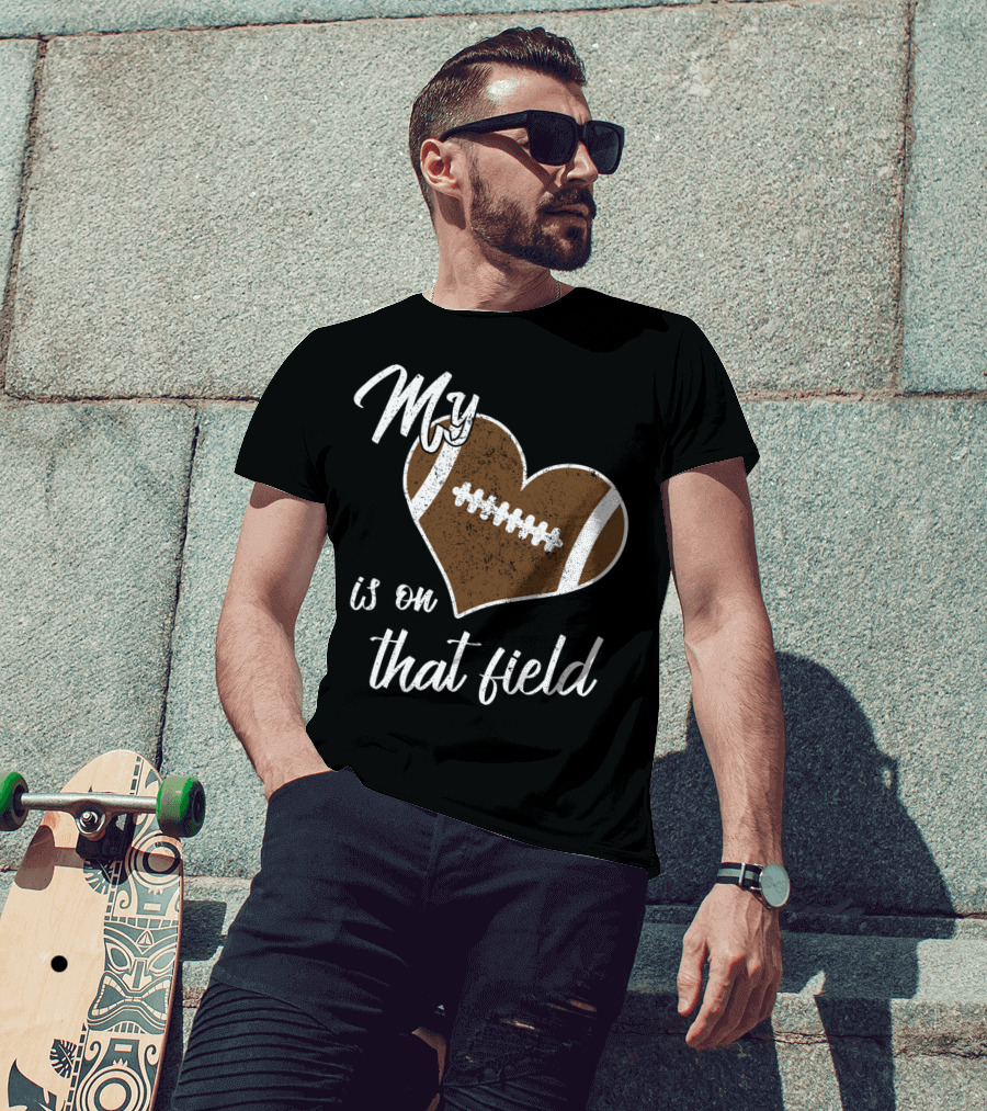 My Heart Is On That Field Football Grandparent T-Shirt