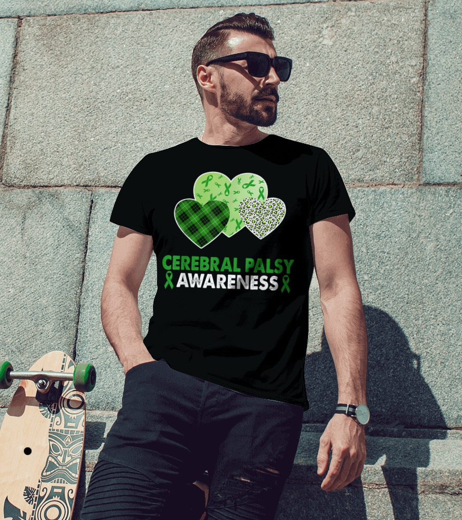 Cerebral Palsy Awareness Heart Leopard Plaid T-Shirt