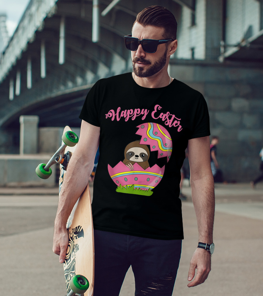 Happy Easter Sloth In Colorful Easter Egg T-Shirt