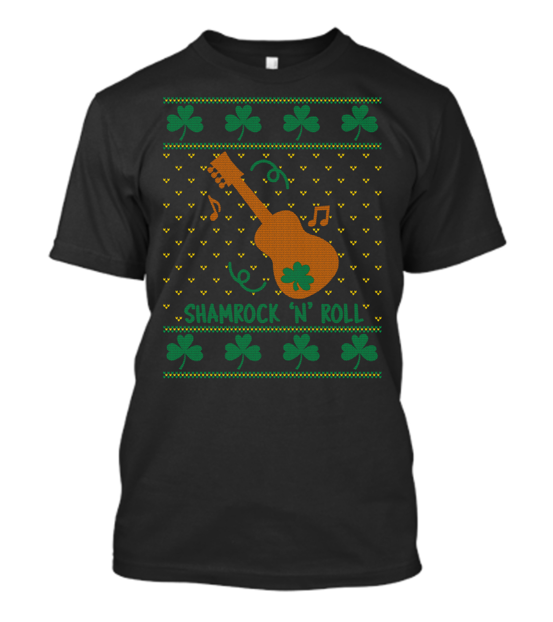 Shamrock N Roll Guitar Music Notes Ugly T-Shirt