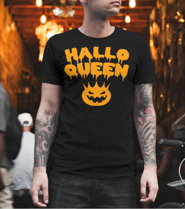 Hallo Queen Pumpkin Crown Dripping Letters T-Shirt Hallo Queen Pumpkin Crown Dripping Letters T-Shirt