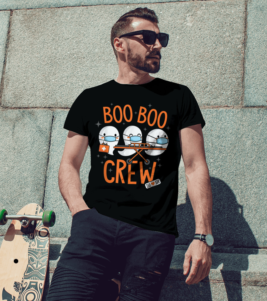 Boo Boo Crew Ghost Doctor Paramedic Nurse Halloween Costume T-Shirt