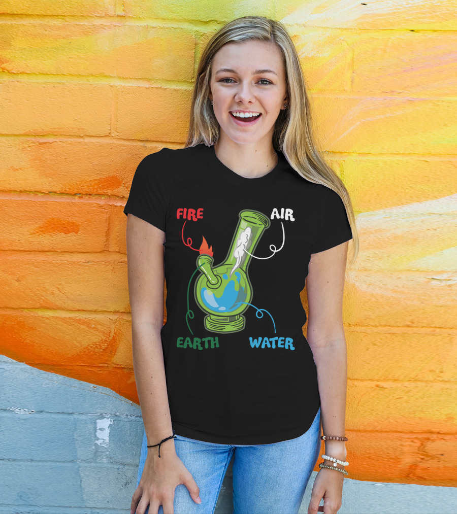 Fire Water Earth Air Bong Elements Weed Smoking Anatomy THC T-Shirt