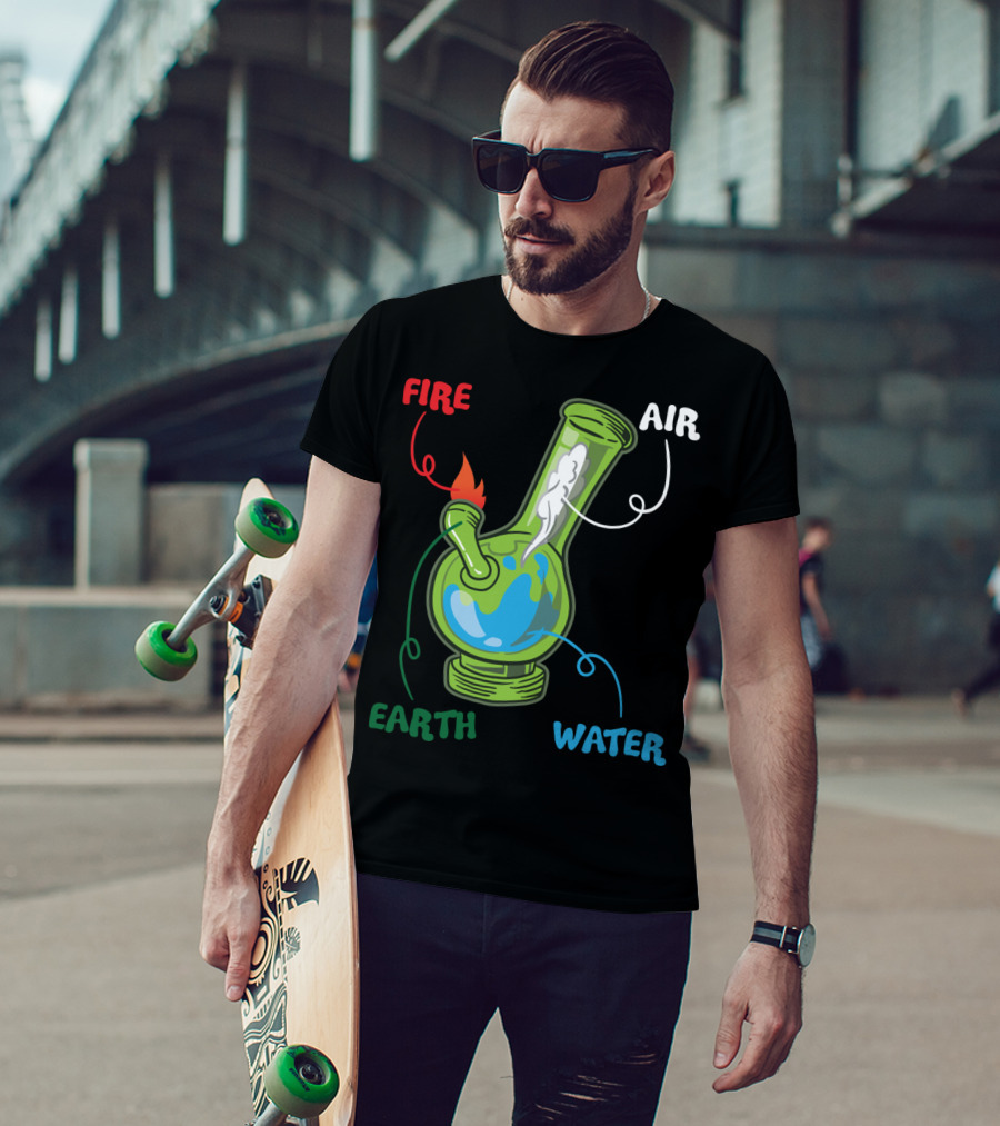 Fire Water Earth Air Bong Elements Weed Smoking Anatomy THC T-Shirt