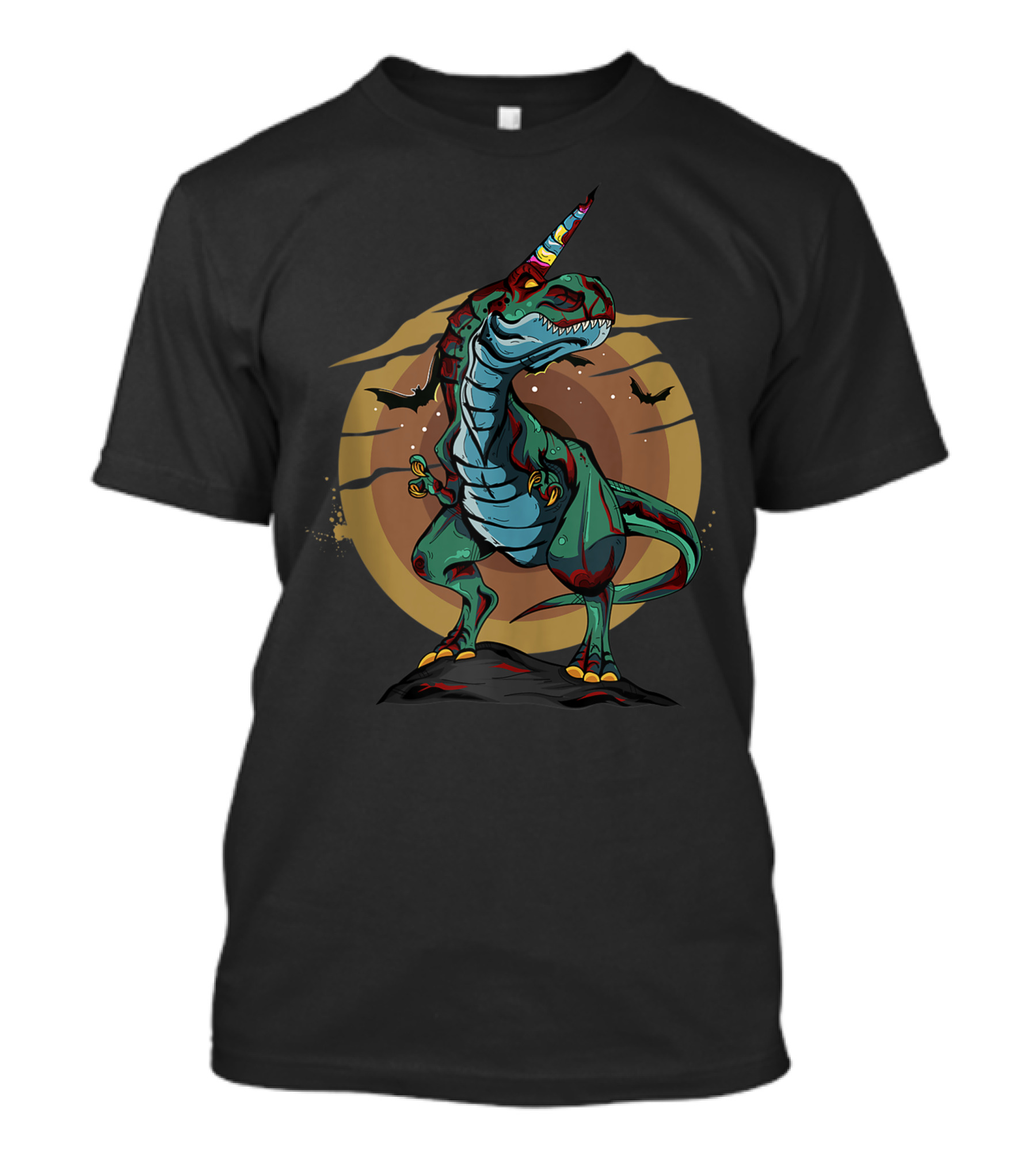 Halloween Unicornasaurus Rex Zombie Dinosaur T-Rex Unicorn Bats Moon T-Shirt